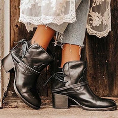 Damen Jahrgang Dirndl Schuhe | Stiefeletten in Schwarz