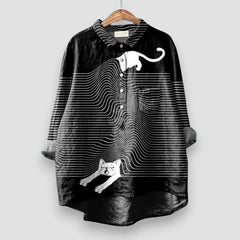 Amelie™ | Damenshirt mit Hundeprint in Schwarz