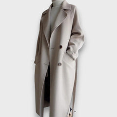 Esmara – Langer Mantel mit Bindegürtel in Beige