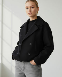 Ida | Damen Schicker Herbst Mantel in Schwarz
