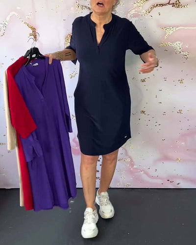 Carlotta™ | Schlichtes Kleid mit V-Ausschnitt