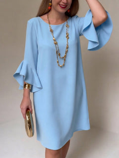 Hilaria - Minikleid mit Rüschenärmeln in Blau