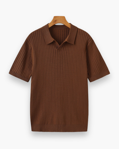 Herren Elegantes Geripptes Poloshirt | Klassisch in Braun