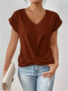 Cleo | Lässiges T-Shirt mit Sweetheart-Ausschnitt in Rot