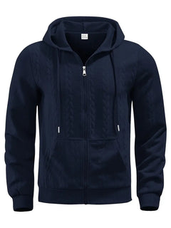 Philipp – Lässiger Kapuzenpullover Mit Reißverschluss Und Langen Ärmeln in Blau