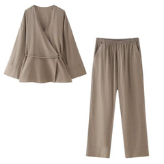 Zoey - Langes Set - Kimono-Kleidung in Khaki