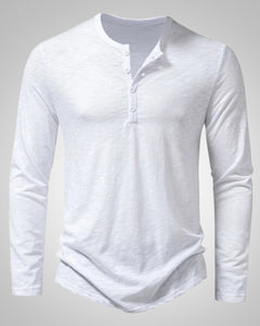 Gary | Herren Legeres Henley Longsleeve Shirt in Weiß