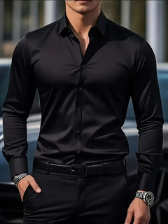 Bernd | Herren Slim Fit Langarm Businesshemd in Schwarz