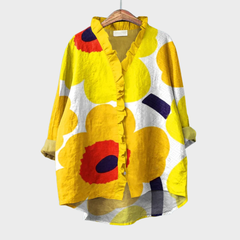 Maira | Oversized Leinen-Bluse in Gelb