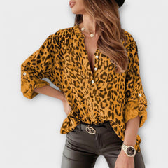 Modische Bluse mit Leopardenmuster in Gelb