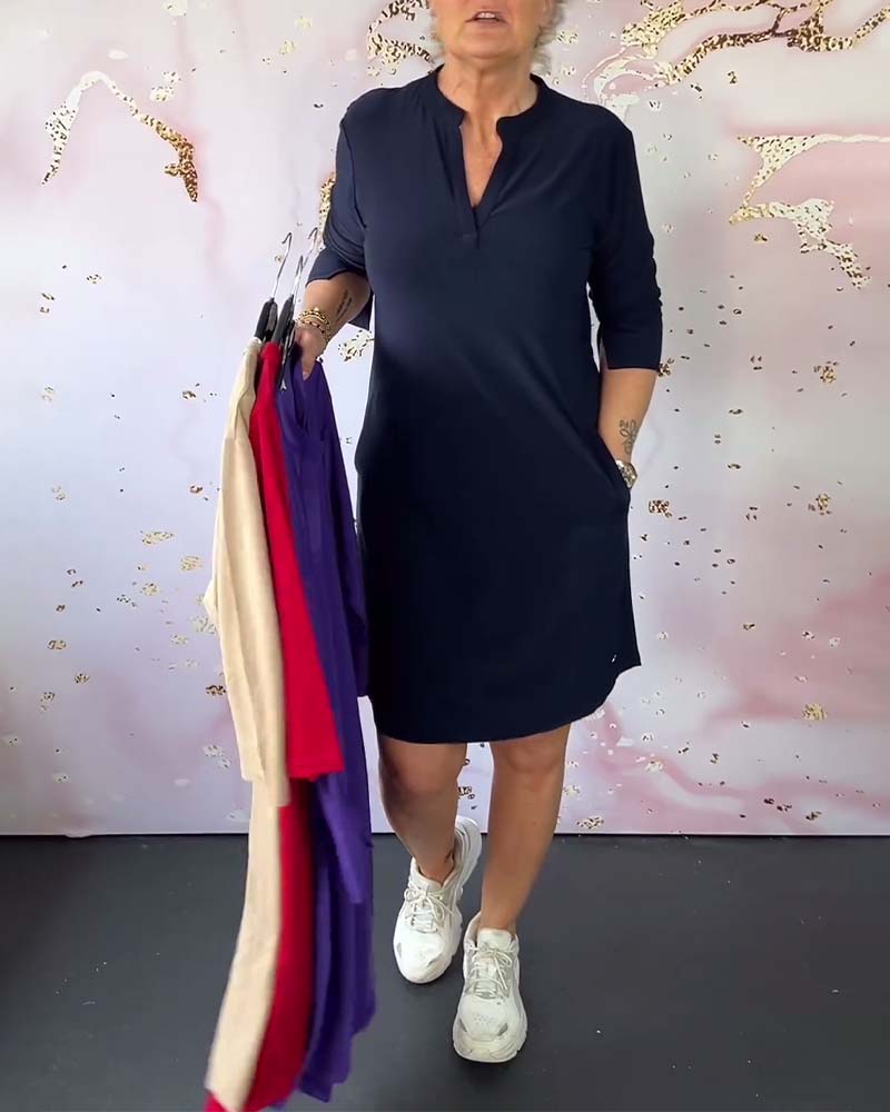Carlotta™ | Schlichtes Kleid mit V-Ausschnitt