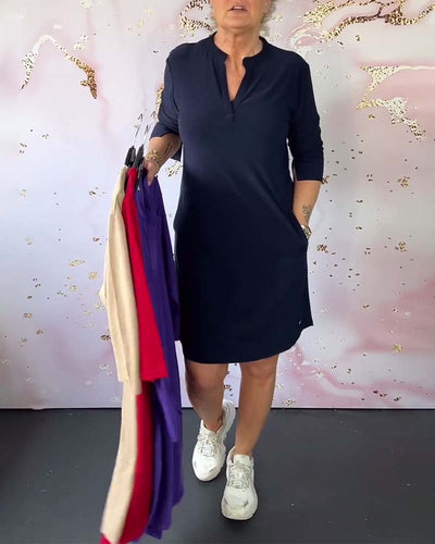 Carlotta™ | Schlichtes Kleid mit V-Ausschnitt