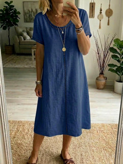 Josslyn - Kurzärmeliges Midikleid in Blau