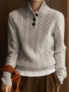 Gestrickter Rollkragenpullover für Frauen in Grau