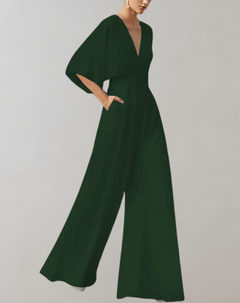 Melanie | Lässiger Jumpsuit mit weiten Beinen in Grün