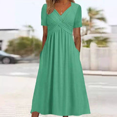 Alma® - V-Ausschnitt Schmeichelndes Kleid in Grün