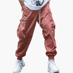 Herren-Cargo-Joggerhose mit Kordelzug und elastischen Bündchen in Rosa