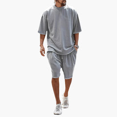Herren Sommer Zweiteiler mit Kordelshorts und Oversize Shirt in Dunkelgrau