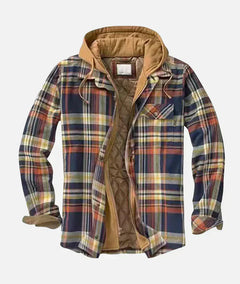 Andrea™ | Stylische Patchwork Karo Jacke in Blau Orange