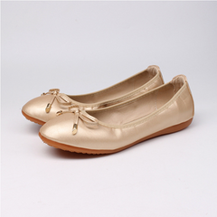 Melyssa - flache Damenschuhe mit Schleife in Gold
