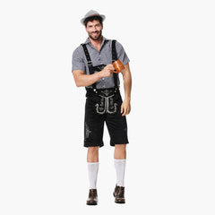 Besticktes Trachten Lederhosen Kostüm für Herren - Oktoberfest 2025 in Grau