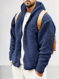 Kapuzenjacke aus Thermofleece - DAVIS in Marineblau