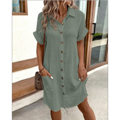 Analeia - Damen Elegantes Hemdkleid in Grün