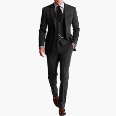 Herren dreiteiliger Anzug mit Weste für Herbst und Winter in Grau