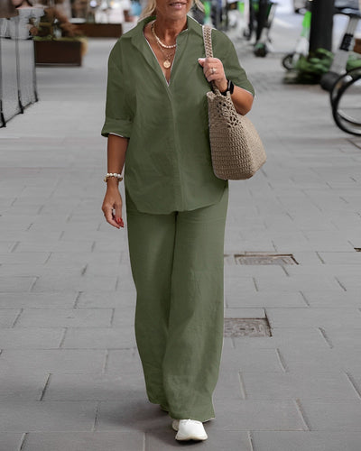 Beth - Bequemes Sommer Leinen-Set