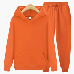 Herren Jogginganzug mit Kapuzenpullover und Bündchenhose in Orange