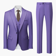 Eleganter Slim Fit Anzug - Herren 3-teilig für Business in Lila