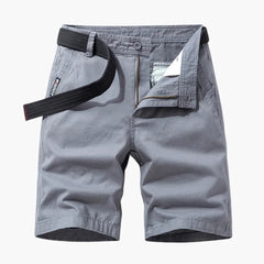 Herren-Cargo-Shorts aus Mischgewebe mit verstellbarem Gürtel und Taschen in Grau