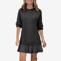 Trivora™ - Stilvolles & Warmes Strickkleid in Schwarz