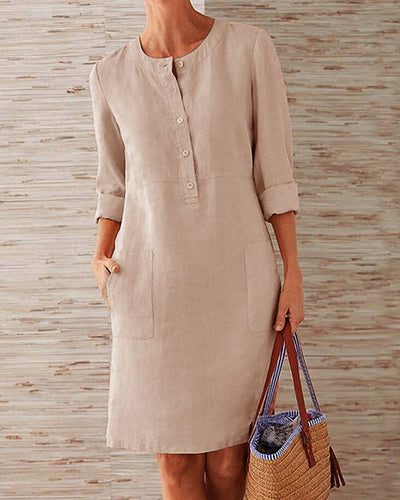 Merina - Elegante Knöpfe Schlichtes Kleid