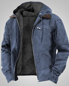Jan | Herren Casual Bikerjacke mit Kapuze in Blau