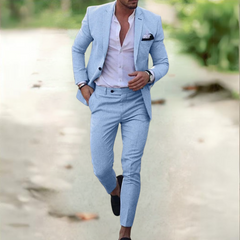 Ezra - Eleganter Anzug für Herren (Jacke + Hose) in Hellblau