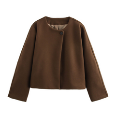 Amoura - Damen-Daunenjacke mit eckigem Kragen in Braun