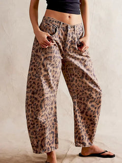 Sunva™ |  Barrel Jeans in Leopard