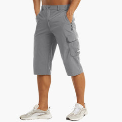 Herren Bermuda Cargo Shorts mit Taschen für Sommer Outdoor in Hellgrau