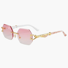 Damen Sonnenbrille mit UV400 Schutz und geometrischen Gläsern in Rosa