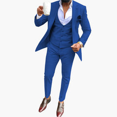 Herren Anzugset mit Weste und atmungsaktivem Blazer in Blau