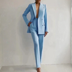 Elke | Damen Zweiteiler Blazer Hosen Set in Hellblau