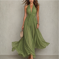 Olyra - Soft-Touch Maxi-Abendkleid in Grün