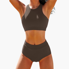 Sport-Bikini - Damen Bustier-Set für Schwimmen & Training in Braun