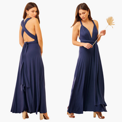 Abendkleid mit V-Ausschnitt - Damen Stil für Gala-Nächte in Marineblau