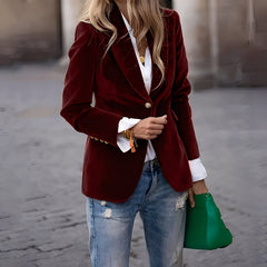 Alise - Stilvoller Slim-Fit-Blazer in Dunkelrot