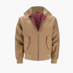 Herren Harrington Bomberjacke mit Tartan Futter in Braun