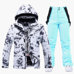 Zweiteiliger Skianzug für Damen in Schwarz / Blau