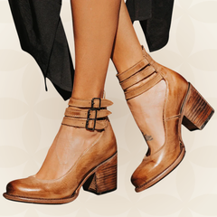 Nina - Damen Elegante Pumps mit Blockabsatz und Komfortpolsterung in Hellbraun