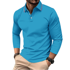 Rafael | Premium Polo Herren stilvoll mit kontrastierendem Kragen in Blau